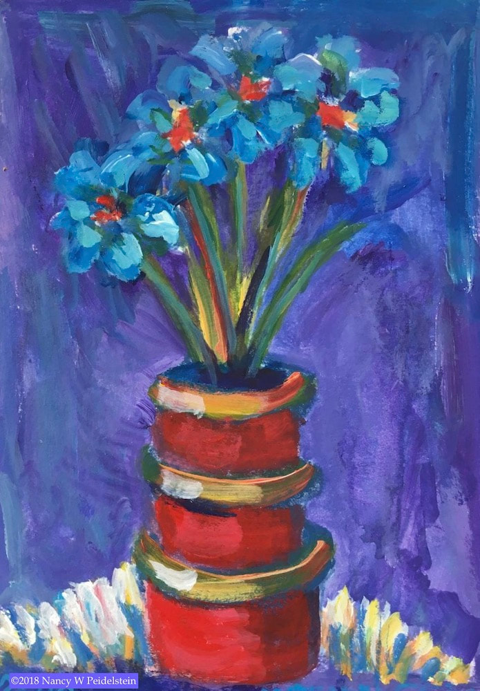 painting Tiered Flower Pot - acrylic on paper 10" x 8" (contact artist for availability)