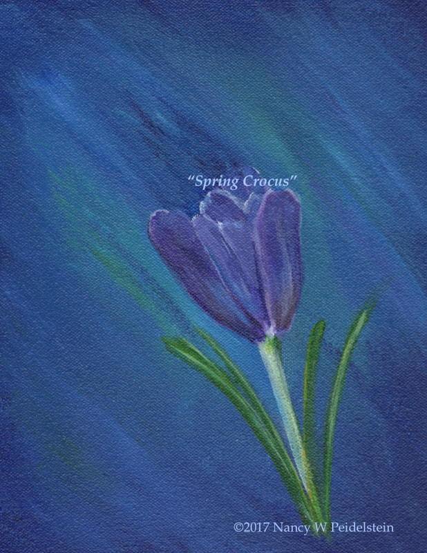 Image of painting "Spring Crocus" - acrylic 10" x 8" $225 (Contact for availability)