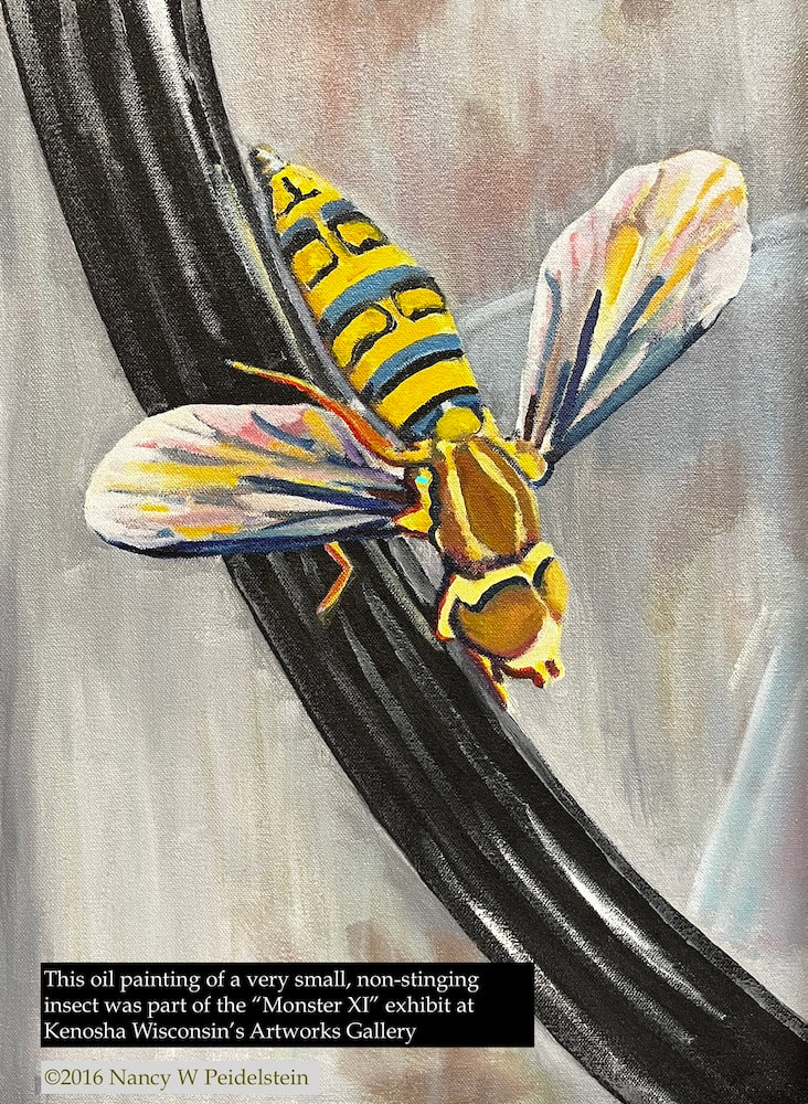 painting of Toxomerus Hover Fly - oil 16" x 12"  (contact artist for availability)
